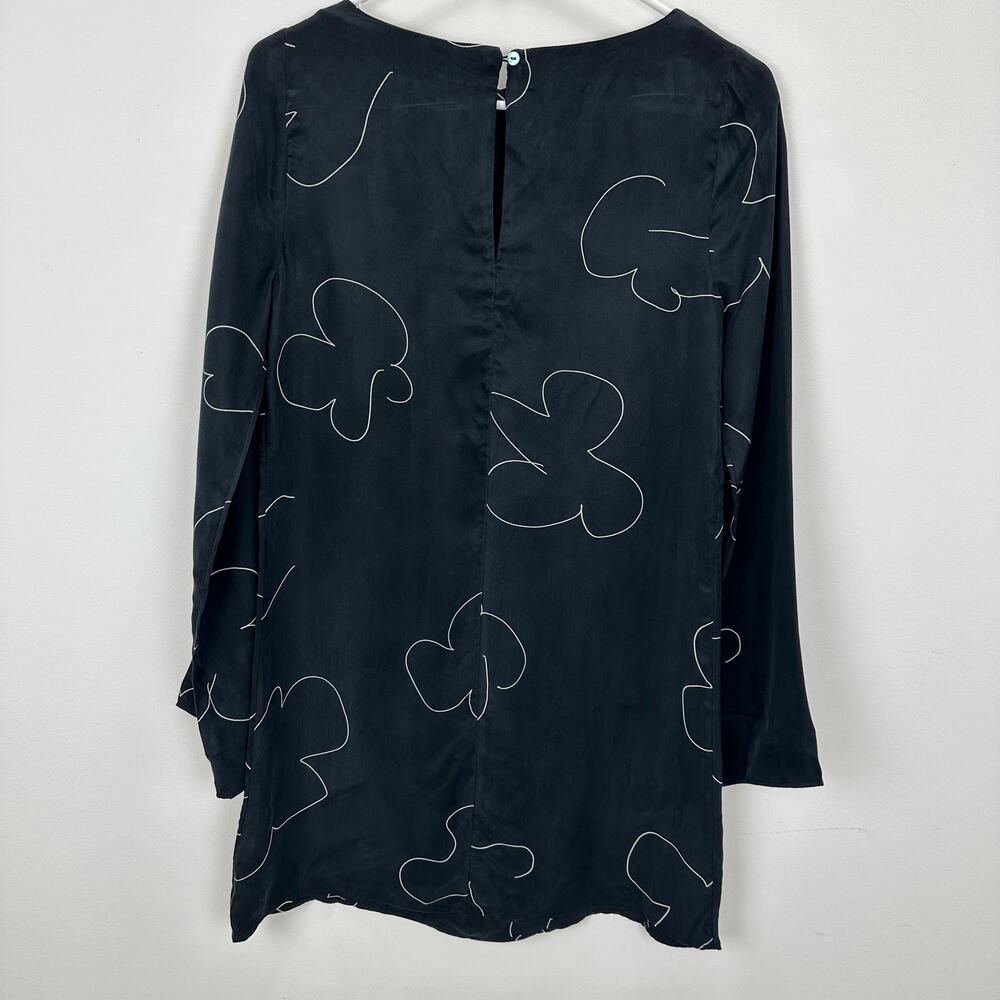 Madewell Shift Mini Dress Long Sleeve True Black Cupro Minimalist Light XXS NWT - Picture 12 of 13